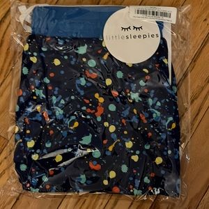 NWT little sleepies men medium pants blue paint party